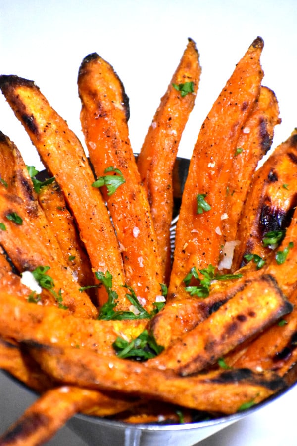 Crispy Baked Sweet Potato Fries with Garlic Herb Butter - Dash of Jazz