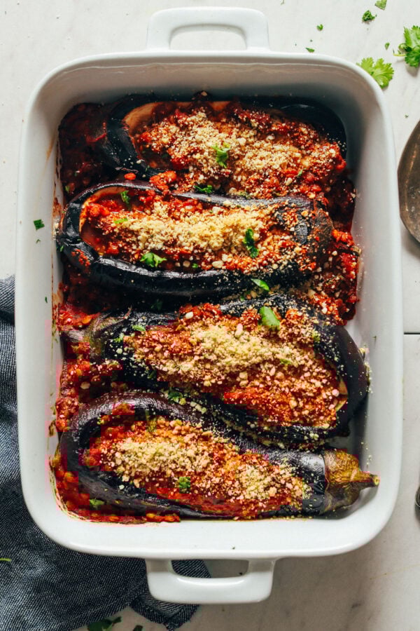 35 BEST Lentil Recipes - stuffed eggplant.