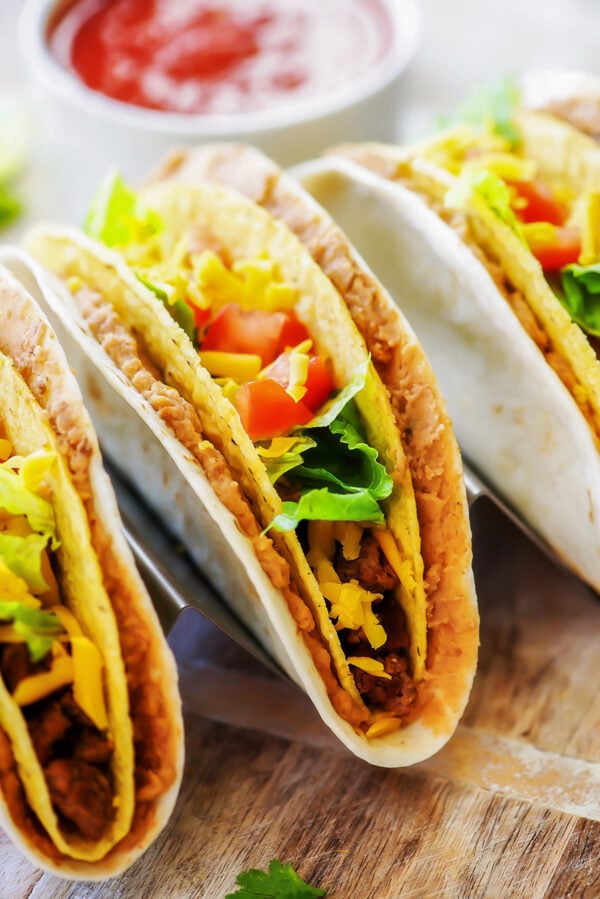 The 35 BEST Taco Recipes - double decker tacos.