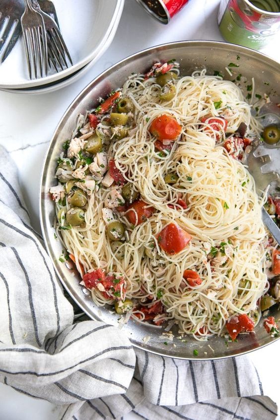 The 20 BEST Canned Chicken Recipes - angel hair pasta.
