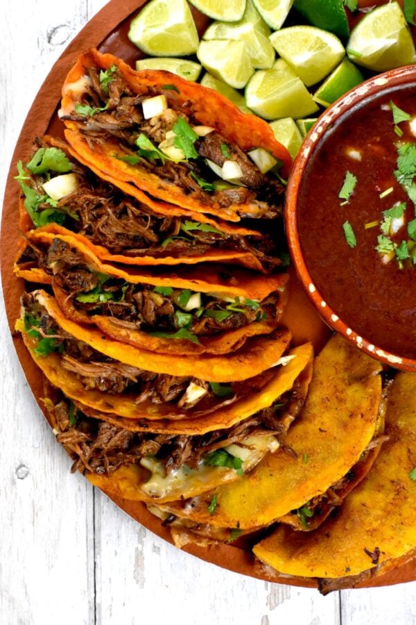 platter of birria tacos