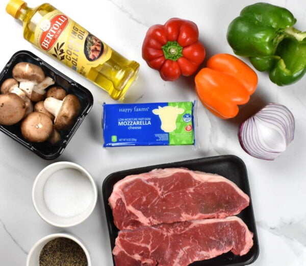 Recipe ingredients arranged on a platform.