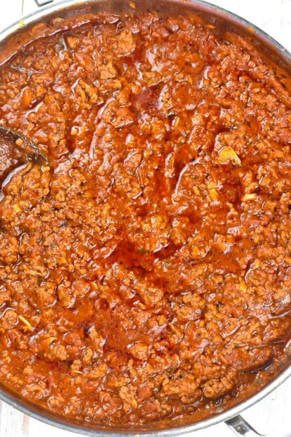 pan full of meat sauce