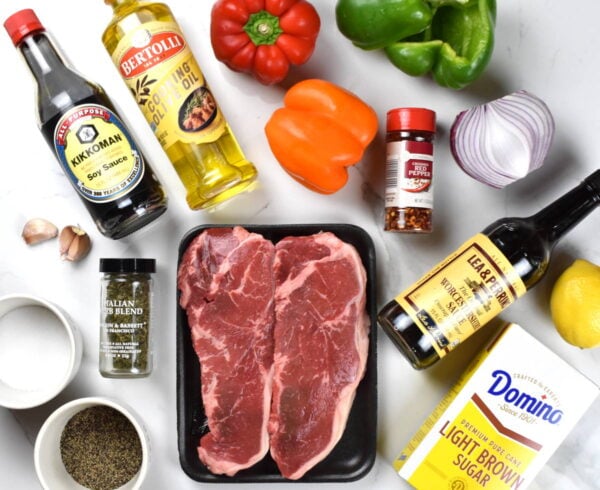 Shish kebab ingredients.
