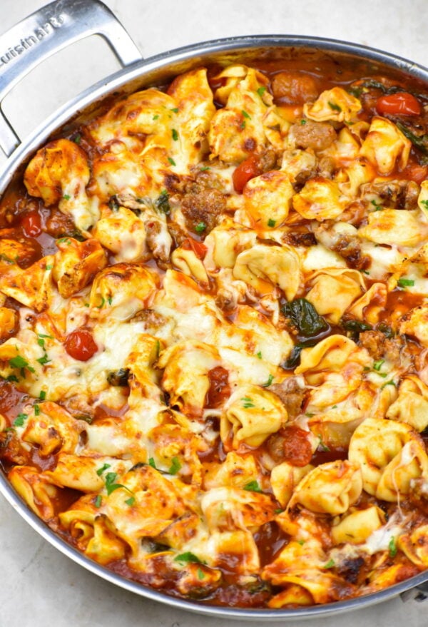 Sausage tortellini casserole.