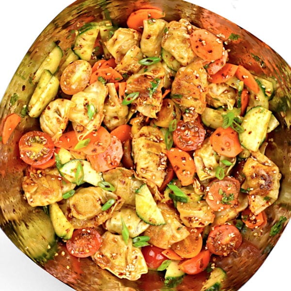 bowl of dumpling salad