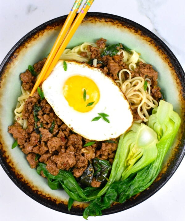 thai basil noodle bowl.