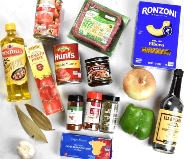American goulash ingredients, as listed below.