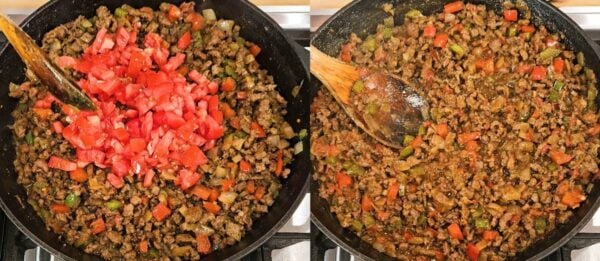 Tomatoes added into the dish.
