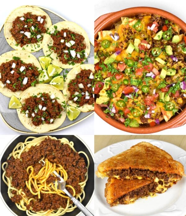 Collage of different ways to use this meat.