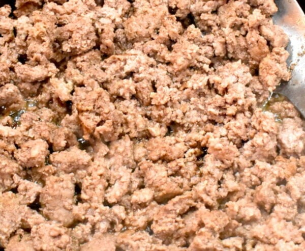 Browned up ground beef.