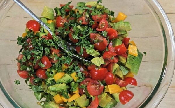 Ingredients in large bowl before mixing.