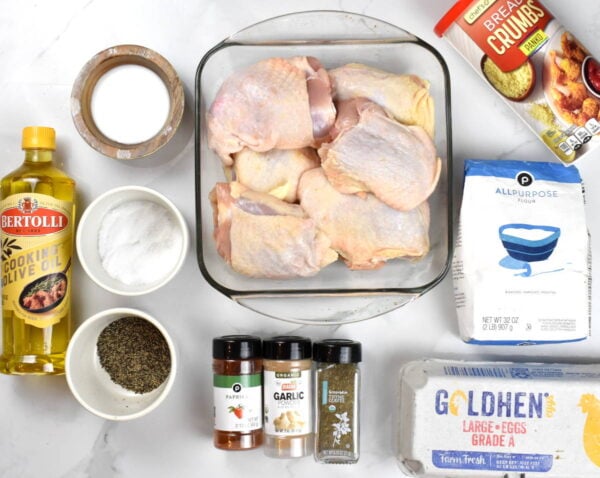 Oven fried chicken ingredients.