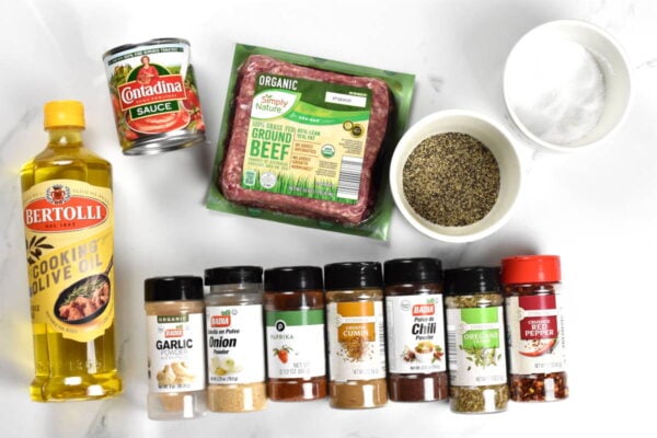 Taco meat ingredients.