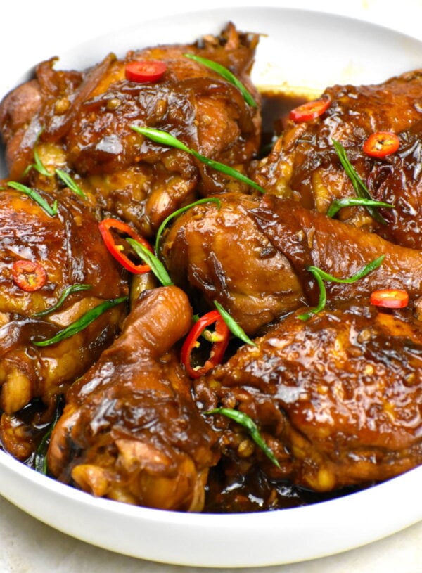 Bowl of Filipino adobo.