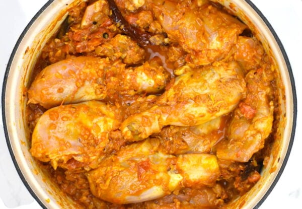 Adding the chicken.
