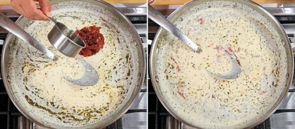Adding sun dried tomatoes.
