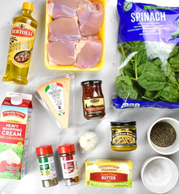 Tuscan chicken ingredients, as listed below.
