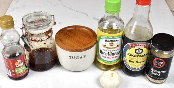 Dumpling sauce ingredients.