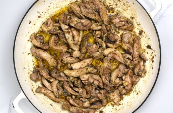 Cooking the chicken.