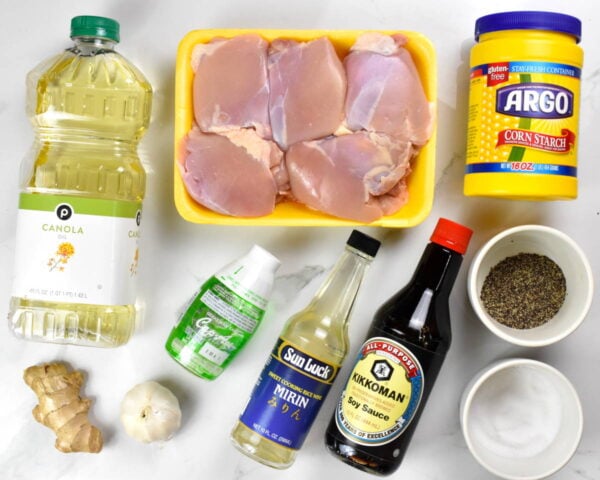 Karaage chicken ingredients.
