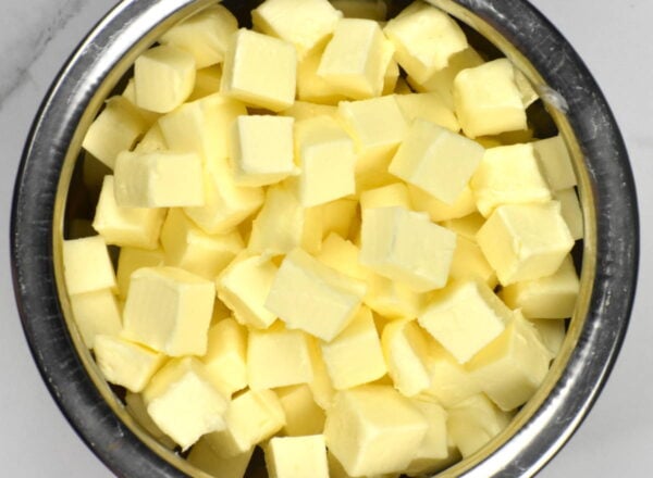 butter cut into chunks.