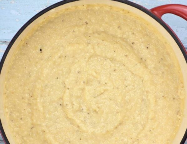 grits cooking in a pot.