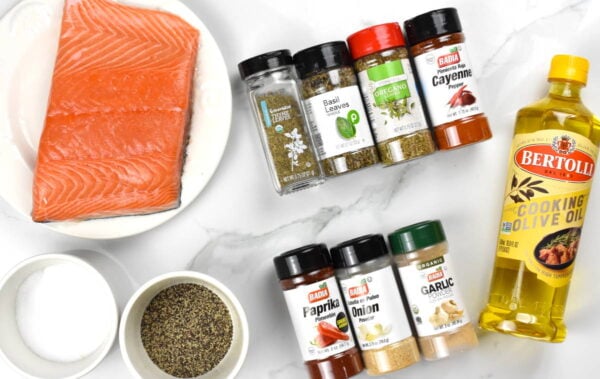 Blackened salmon ingredients.