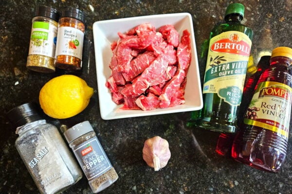 Steak marinade ingredients.