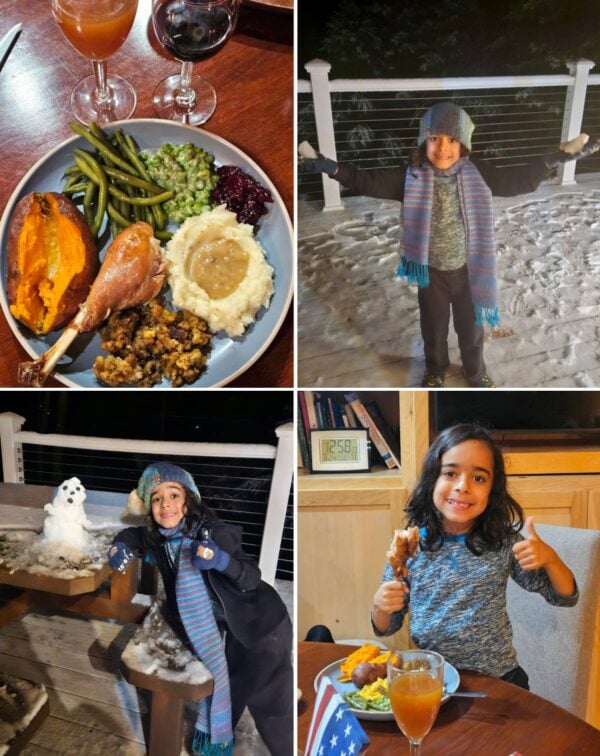 Snow and food on Thanksgiving