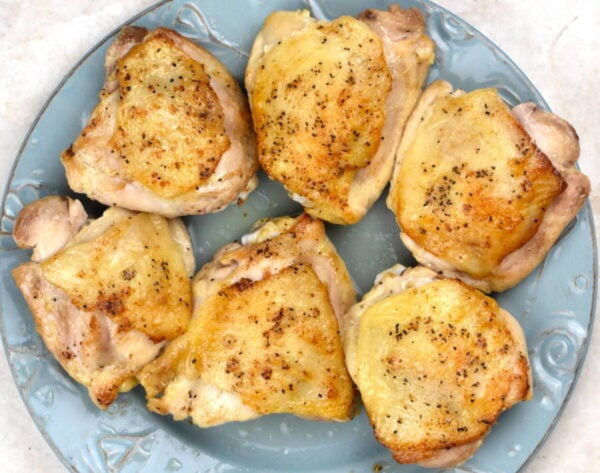 Seared chicken thighs.