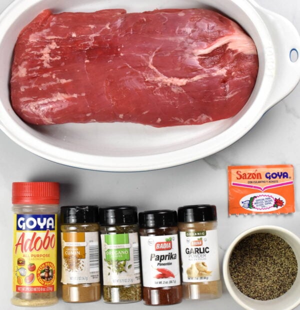 Ingredients to season beef, as listed below.