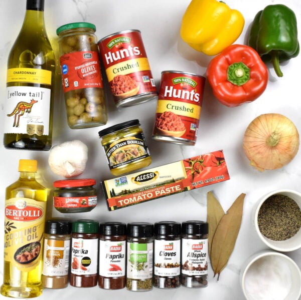 Ingredients for the stew base.