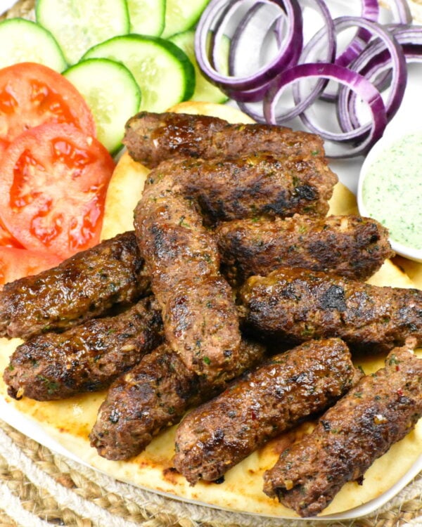 Beef skewers after cooking.