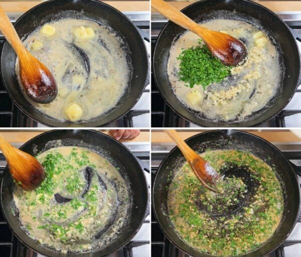 Collage showing how to make the sauce.
