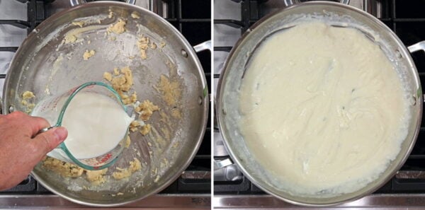making the creamy sauce.