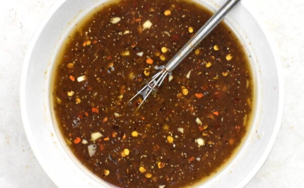 Steak marinade in a bowl.