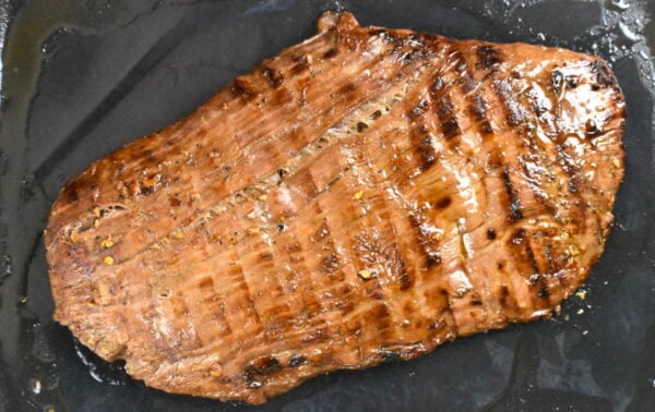 Flank steak after grilling.