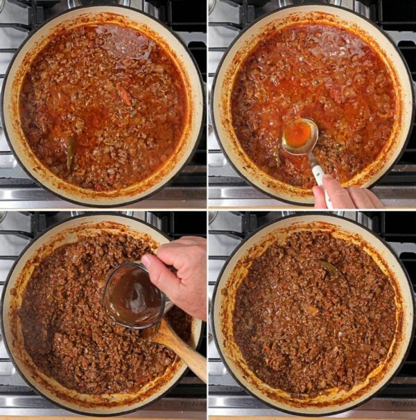 Simmering the sauce.