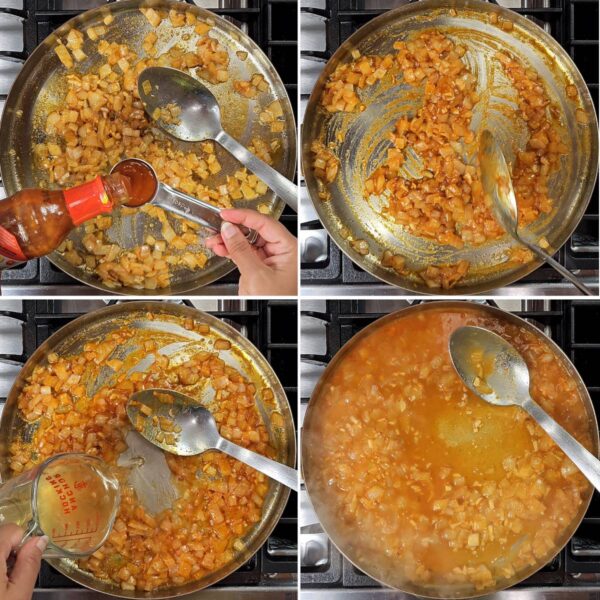 Adding pepper sauce and white wine.