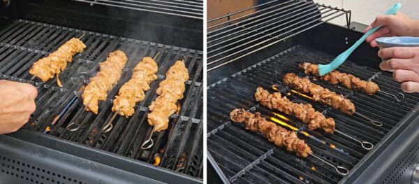 grilling the skewers
