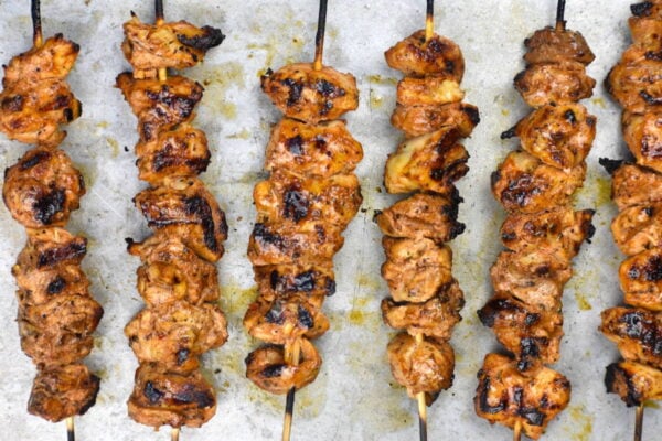 cooked chicken skewers