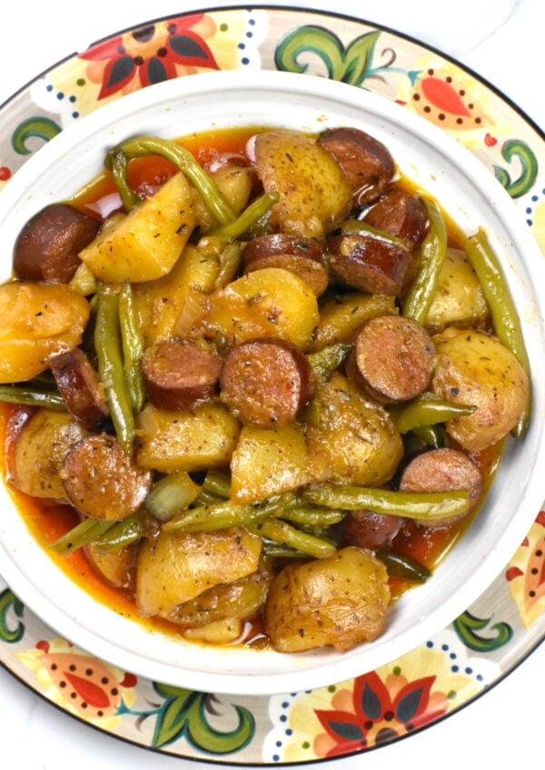 Bowl of swamp potatoes atop the Gypsy Plate.