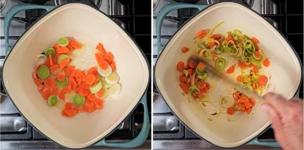 sautéing the vegetables