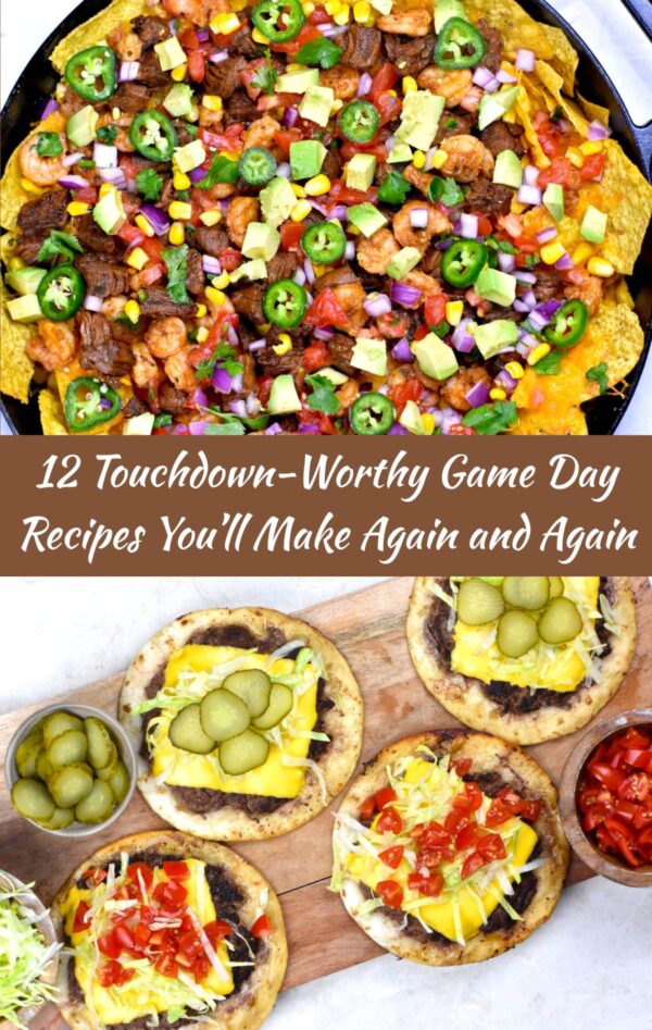 collage of game day recipes