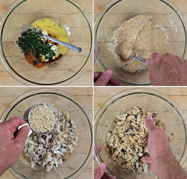 mixing up the ingredients in a bowl