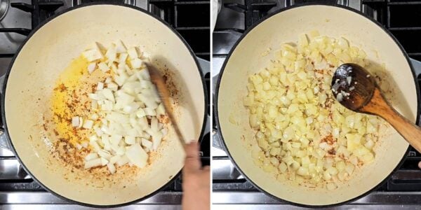 sautéing onion in the same pot