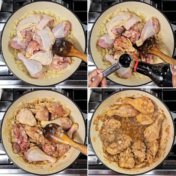 adding chicken and sauces