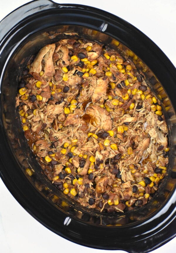 tex mex chicken in a slow cooker