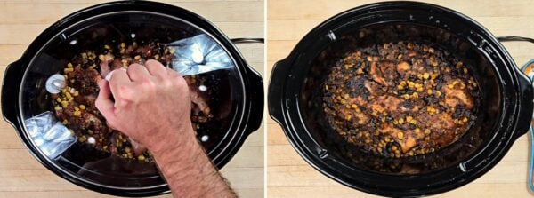 covering the slow cooker to cook